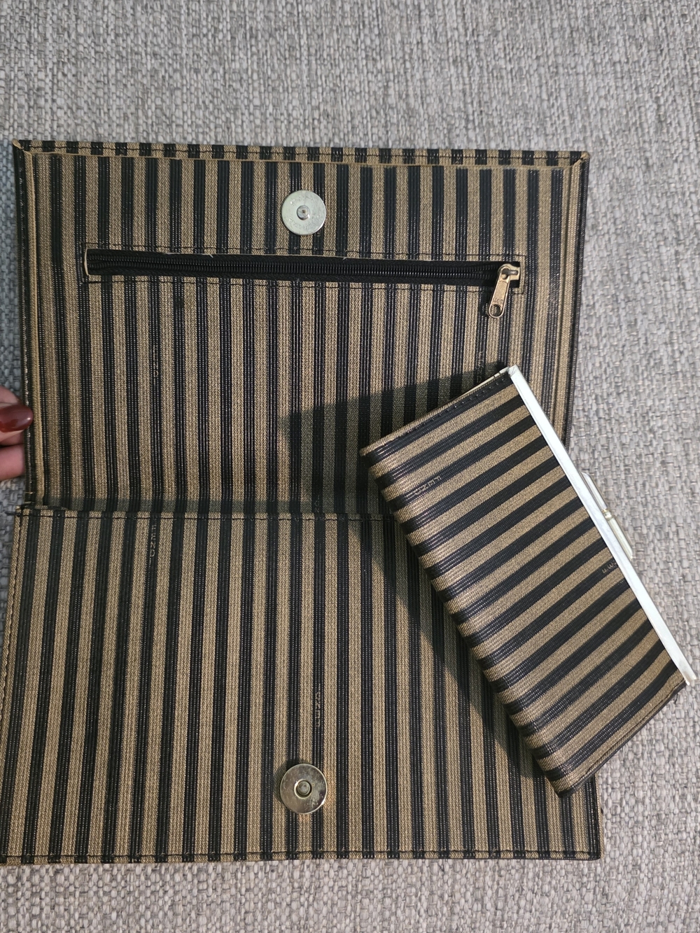 vintage Fendi envelope clutch and matching wallet